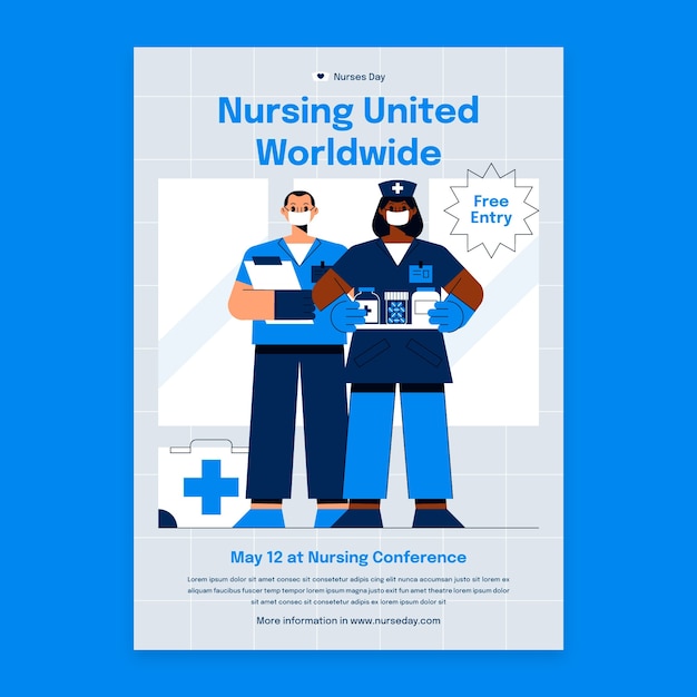 Free Vector flat vertical poster template for international nurses day celebration