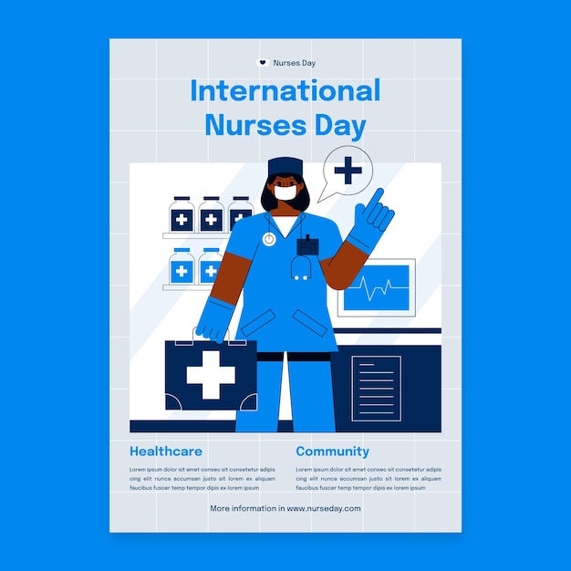 Free Vector flat vertical poster template for international nurses day celebration