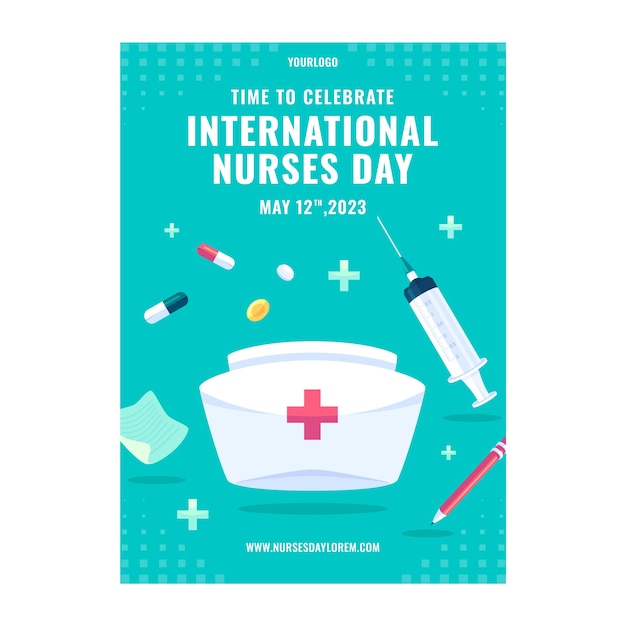 Flat vertical poster template for international nurses day celebration