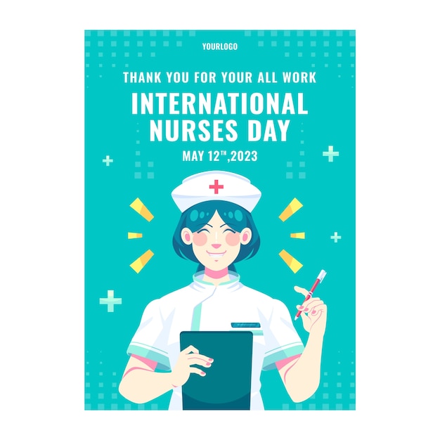 Free vector flat vertical poster template for international nurses day celebration