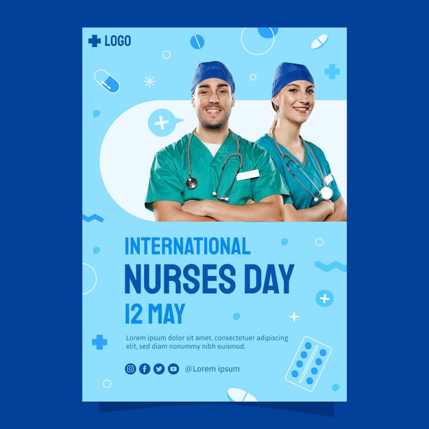 Free Vector flat vertical poster template for international nurses day celebration