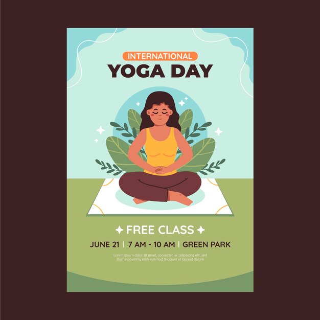 Flat vertical poster template for international yoga day celebration