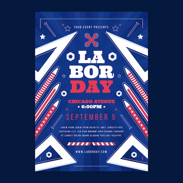 Free Vector flat vertical poster template for labor day celebration