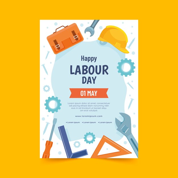 Flat vertical poster template for labor day celebration