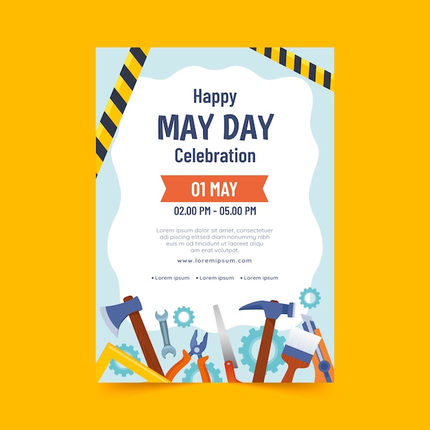 Free Vector flat vertical poster template for labor day celebration