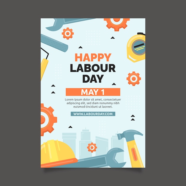 Free Vector flat vertical poster template for labour day celebration