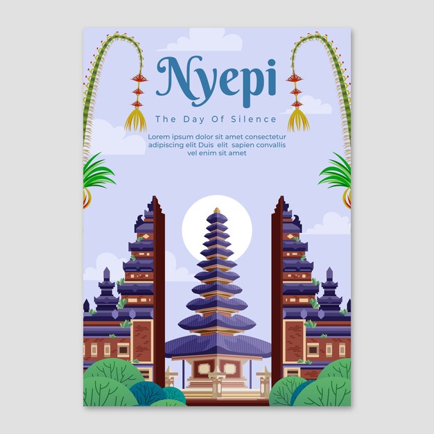 Flat vertical poster template for nyepi