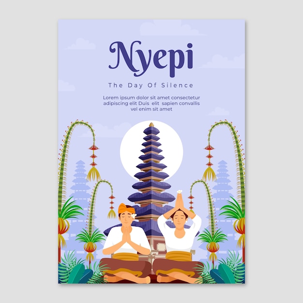 Flat vertical poster template for nyepi