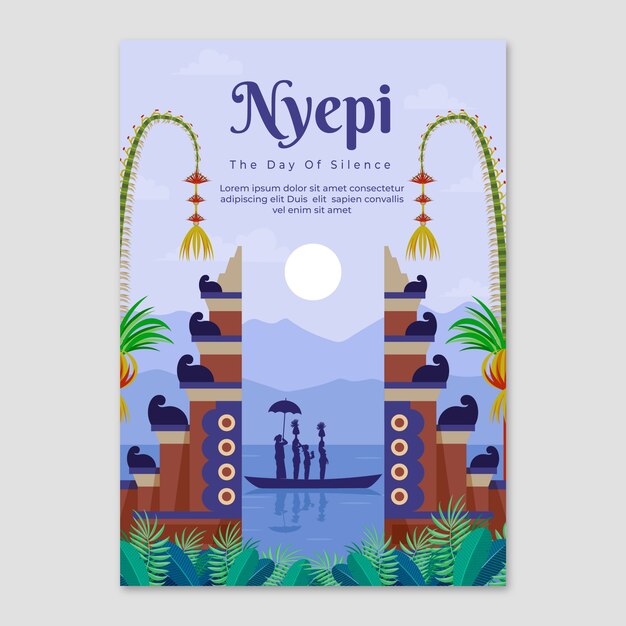 Flat vertical poster template for nyepi