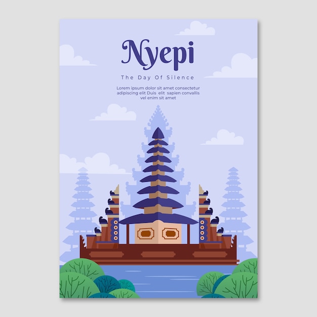 Free Vector flat vertical poster template for nyepi