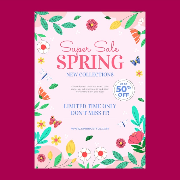 Free vector flat vertical poster template for spring season