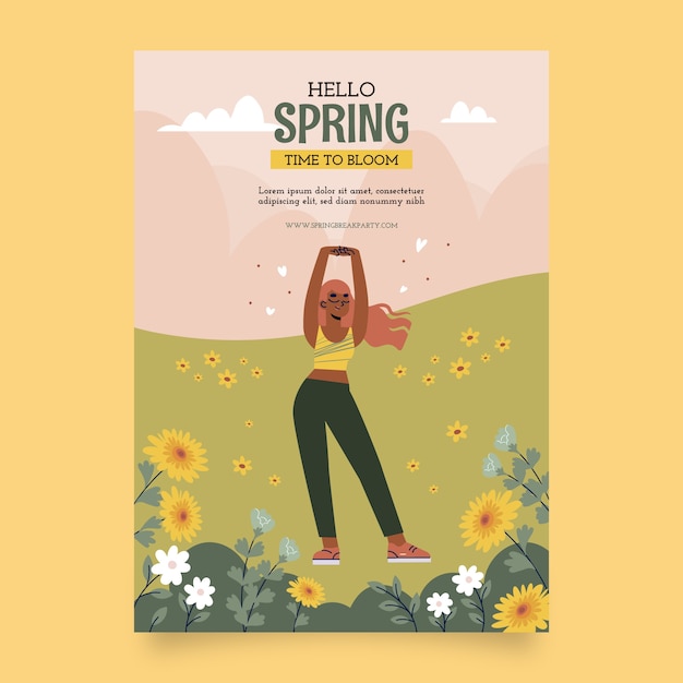 Free Vector flat vertical poster template for spring season