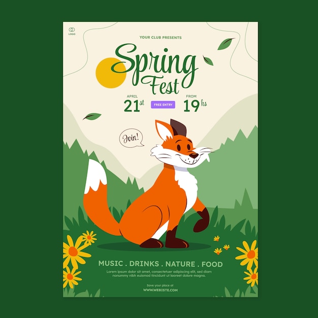 Free vector flat vertical poster template for spring season