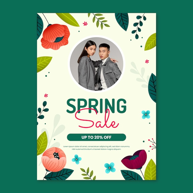 Free vector flat vertical poster template for spring season