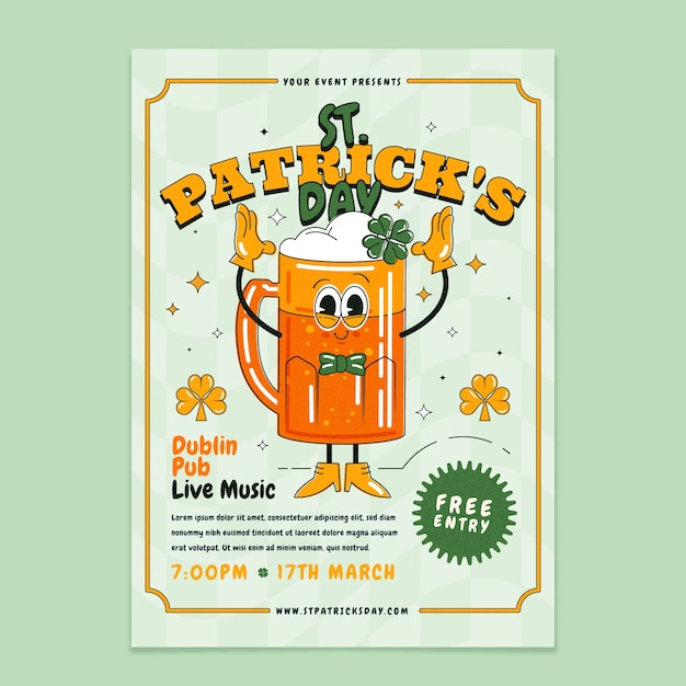 Free Vector flat vertical poster template for st patrick's day celebration