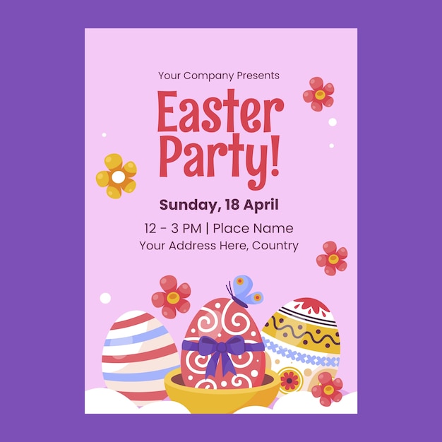 Free Vector flat vertical poster template template for easter celebration