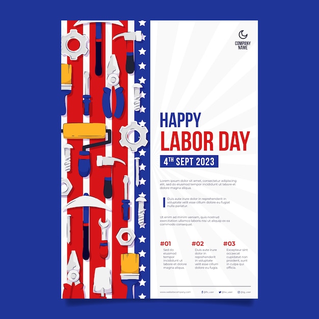 Flat vertical poster template for us labor day celebration