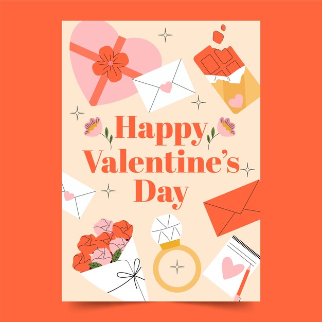 Flat vertical poster template for valentine's day holiday