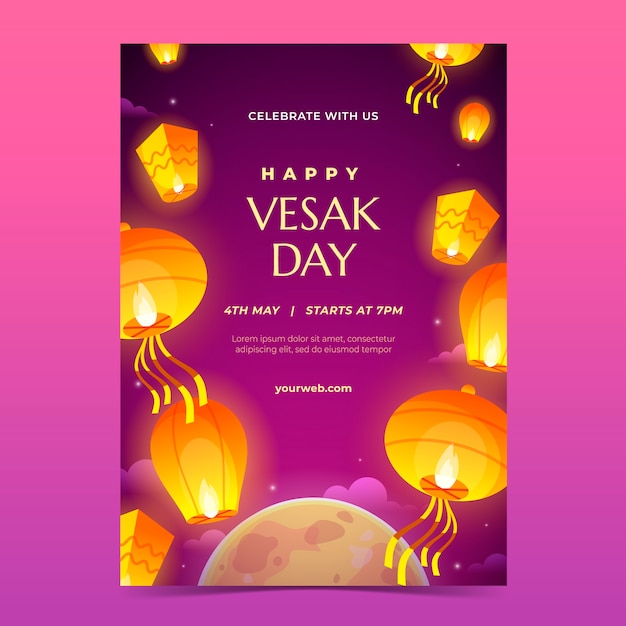 Free Vector flat vertical poster template for vesak festival celebration