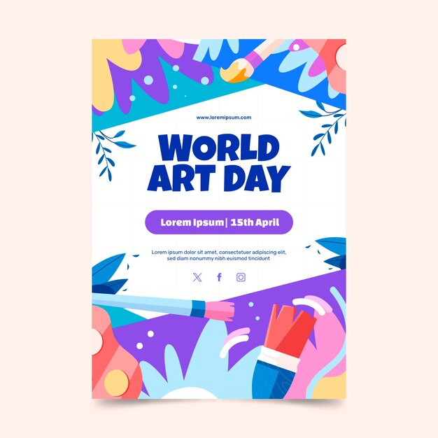 Flat vertical poster template for world art day