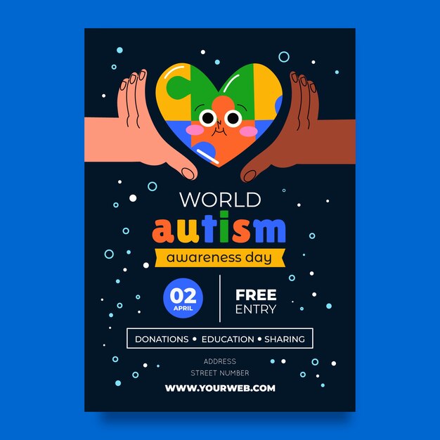 Flat vertical poster template for world autism awareness day