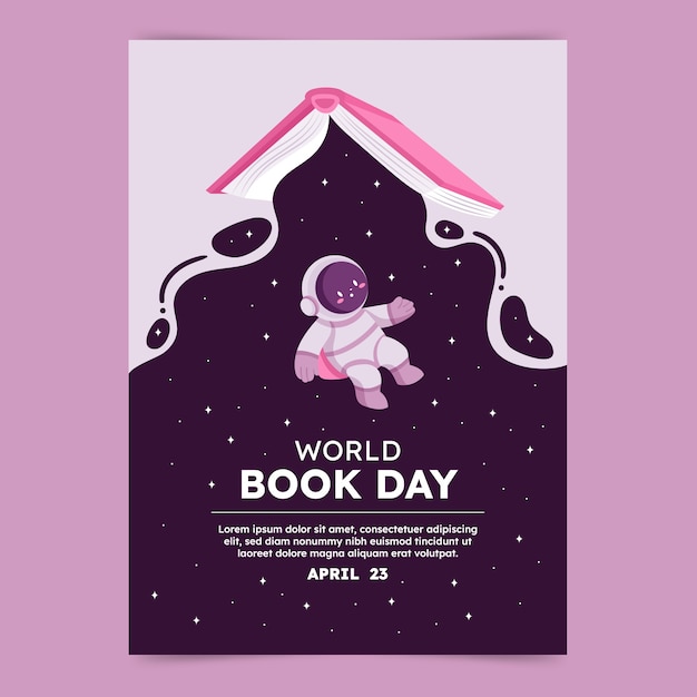 Free Vector flat vertical poster template for world book day celebration