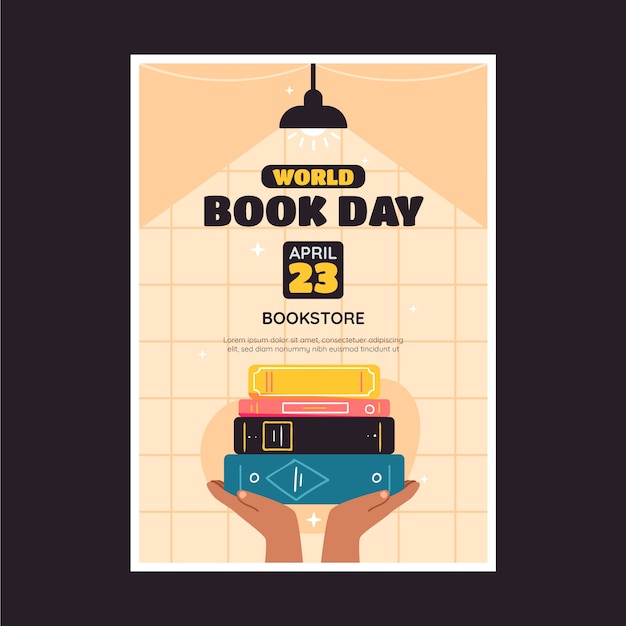 Free Vector flat vertical poster template for world book day celebration