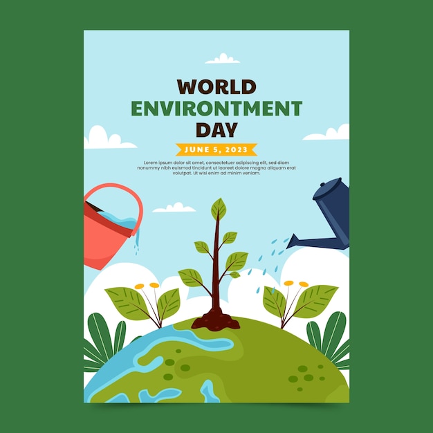 Flat vertical poster template for world environment day celebration