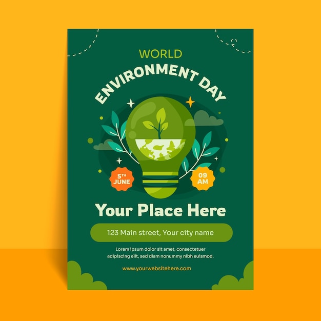 Free Vector flat vertical poster template for world environment day celebration