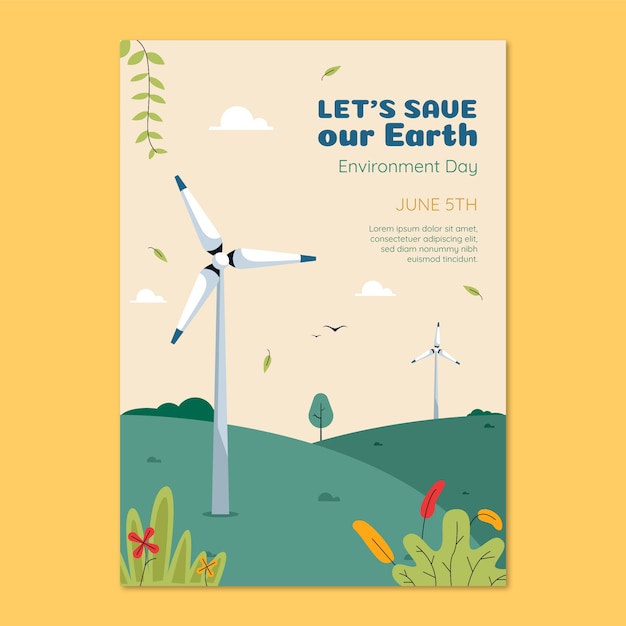 Free Vector flat vertical poster template for world environment day celebration