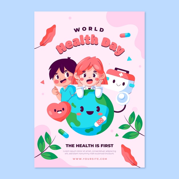 Free vector flat vertical poster template for world health day celebration