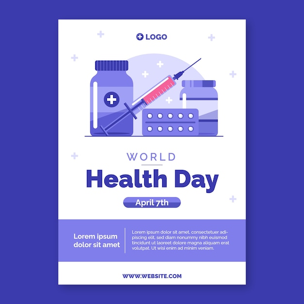 Flat vertical poster template for world health day celebration