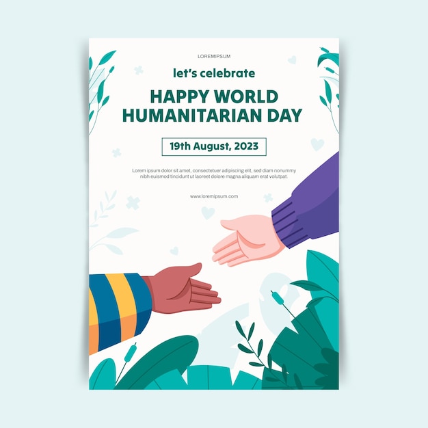 Free Vector flat vertical poster template for world humanitarian day