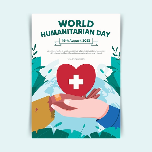 Flat vertical poster template for world humanitarian day