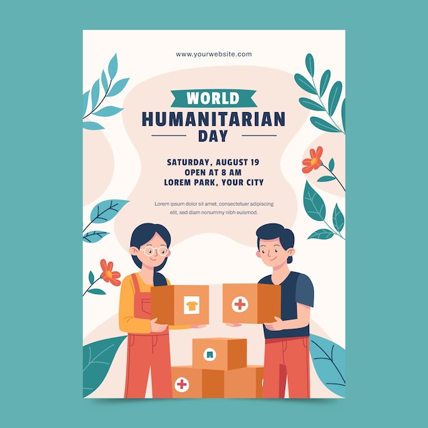 Free Vector flat vertical poster template for world humanitarian day