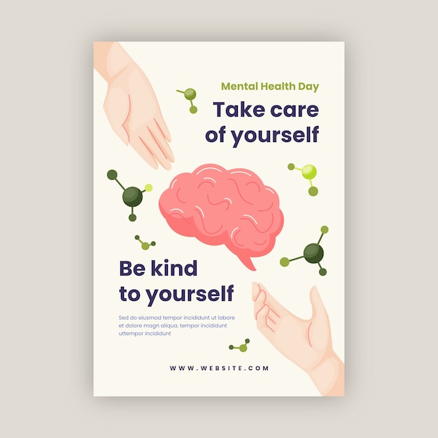 Flat vertical poster template for world mental health day