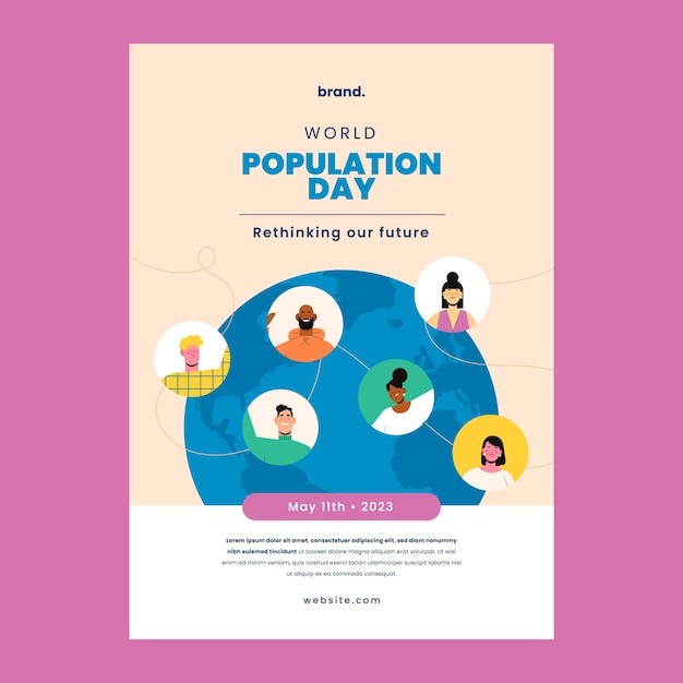 Free vector flat vertical poster template for world population day awareness