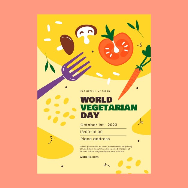 Free Vector flat vertical poster template for world vegetarian day