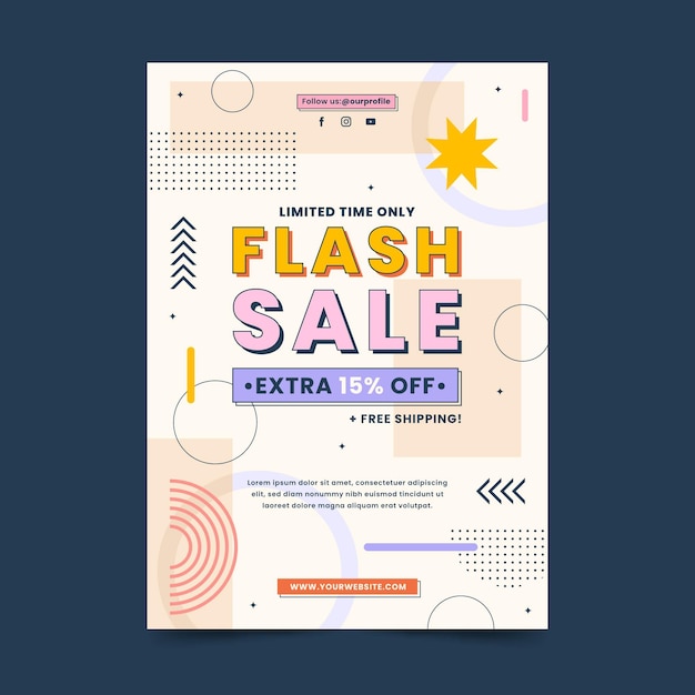 Flat vertical sale poster template