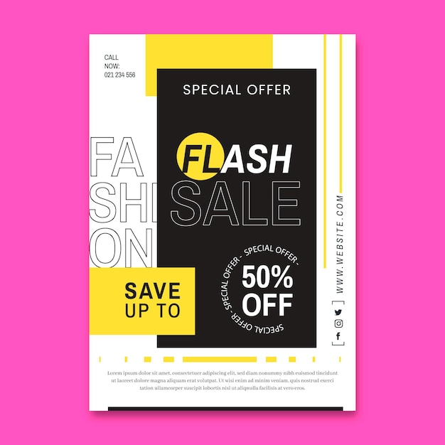 Flat vertical sale poster template