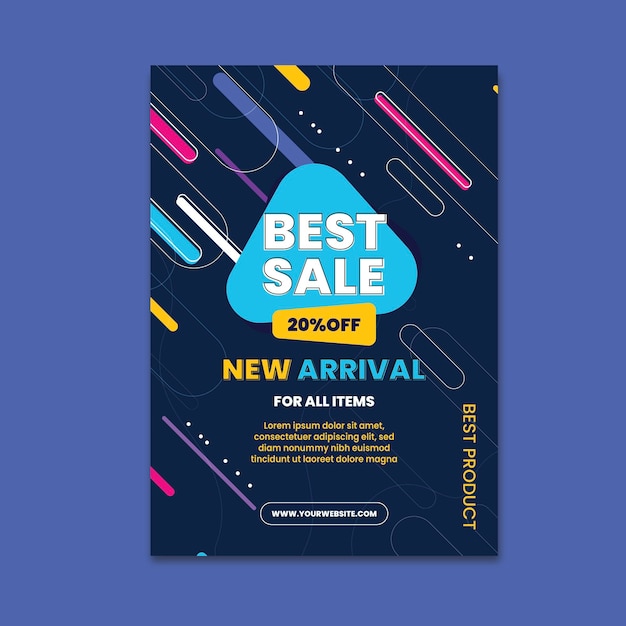 Flat vertical sale poster template