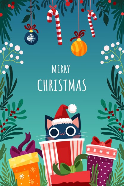 Flat vertical wallpaper for christmas season celebration