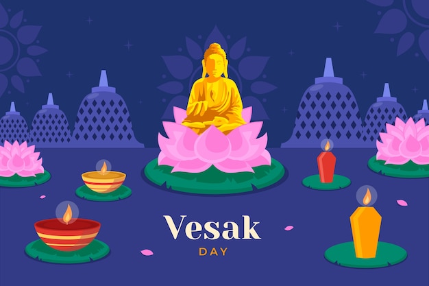 Free vector flat vesak day background