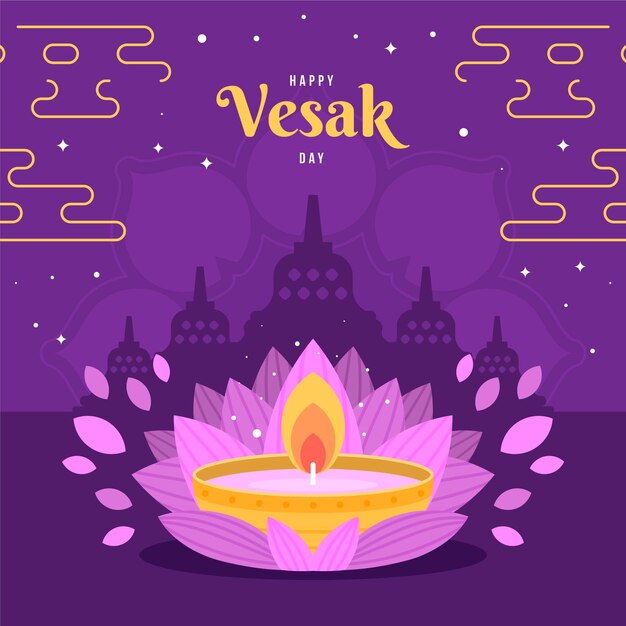 Flat vesak day illustration