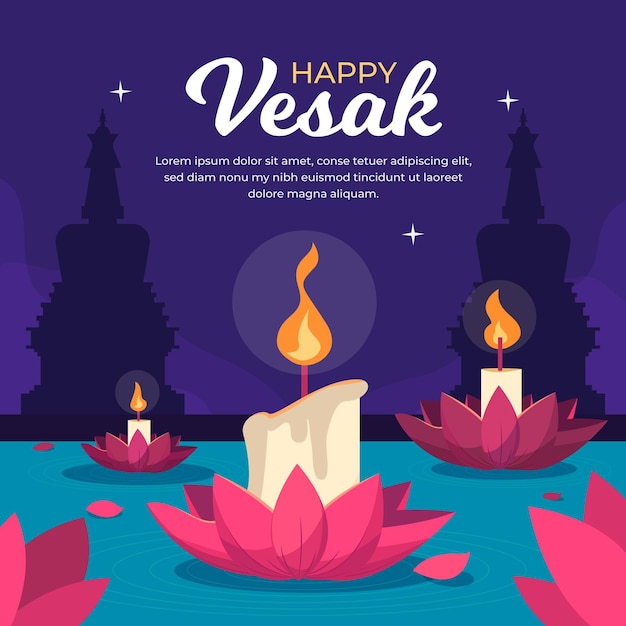 Flat vesak day illustration