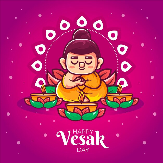 Flat vesak day illustration