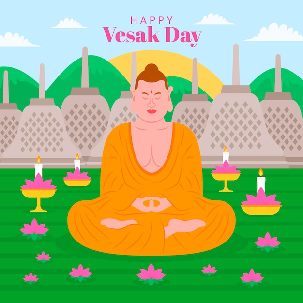 Free vector flat vesak day illustration