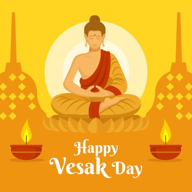 Flat vesak day illustration