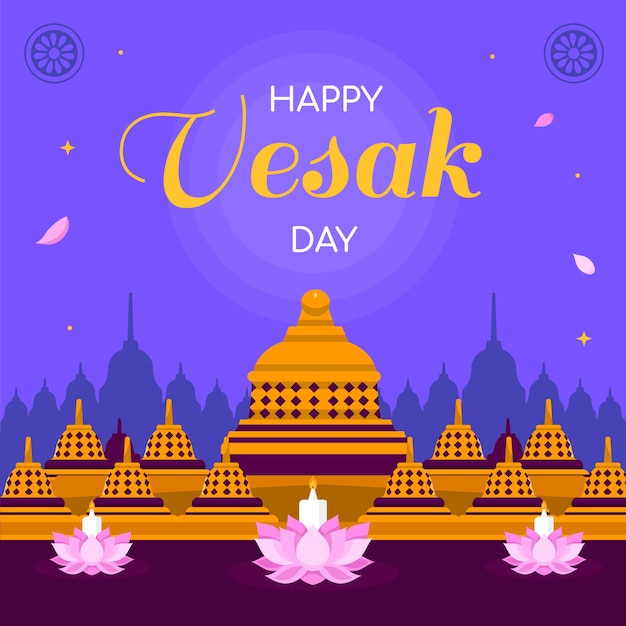 Flat vesak day illustration