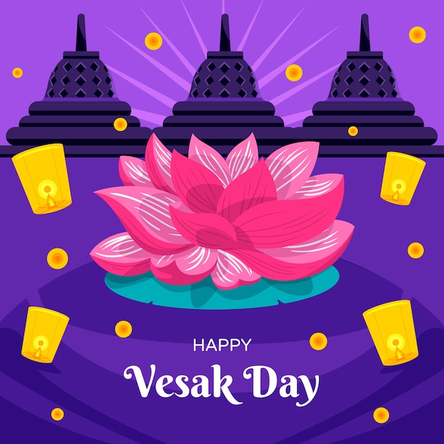 Free Vector flat vesak day illustration